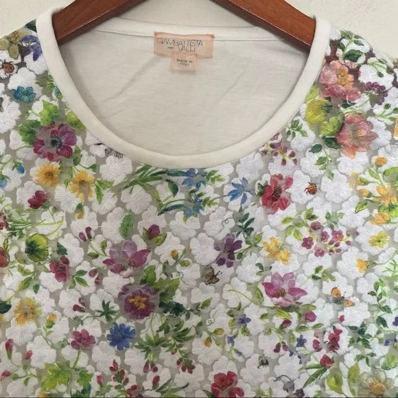 Giambattista Valli Womens Embroidered Embellished Sleeveless Top White Size M - Picture 3 of 8